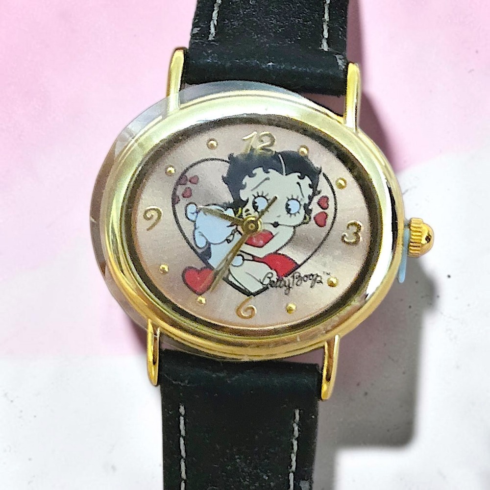 Vtg New 2003 Betty Boop Collectible Watch Pink Box Quartz Retro Needs Batteries